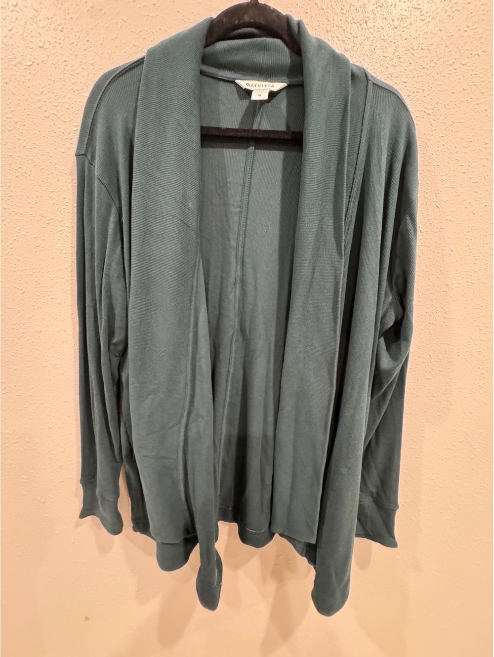 Athleta Pranayama Restore Rib Wrap Cardigan Dark Teal Green Medium